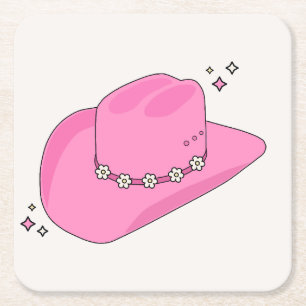 Cowboy-Hut Preppy Pink Rechteckiger Pappuntersetzer