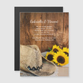 Cowboy-Hut, Sonnenblumen-Barn-Hochzeit Retten Sie Magneteinladung (Vorne/Hinten)
