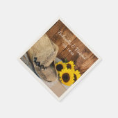 Cowboy-Hut, Sonnenblumen, Barnholz-Western Hochzei Serviette (Ecke)