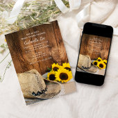 Cowboy-Hut, Sonnenblumen und Barnholz-Brautparty Einladung