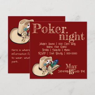 Cowboy-Hut-Spielkarte und Pfauenfeder Einladung