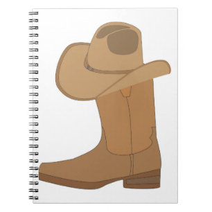 Cowboy-Hut und Boot Notizblock