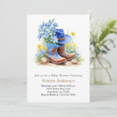 Cowboy-Hut und Boots-Kinderdusche Einladung (Stehend Vorderseite)