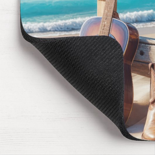Cowboy-Hut und -Stiefel im Strand-Sand Mousepad (Ecke)