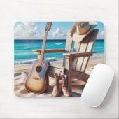 Cowboy-Hut und -Stiefel im Strand-Sand Mousepad (Mit Mouse)