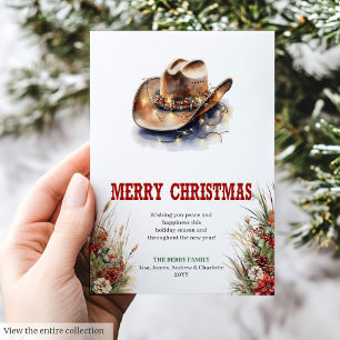 Cowboy-Hut-Weihnachtsgrußkarte editierbar Feiertagskarte