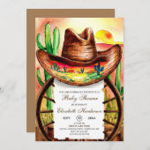 Cowboy-Hutdusche Einladung (Vorne/Hinten)