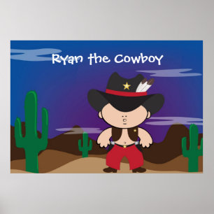 Cowboy im Nachtzimmer Dekoration Poster