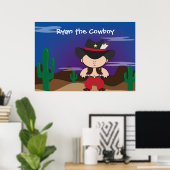 Cowboy im Nachtzimmer Dekoration Poster (Heimbüro)
