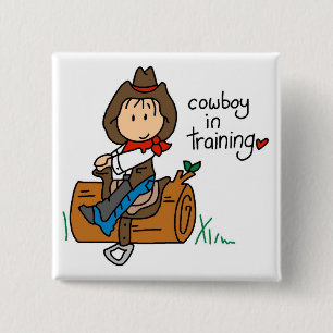 Cowboy in den Trainings-T-Shirts und den Button