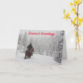 Cowboy in der Snow Ranch Weihnachtskarten Karte (Gelbe Blume)