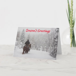 Cowboy in der Snow Ranch Weihnachtskarten Karte