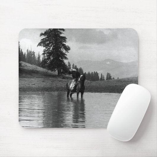 Cowboy in einem Teich Mousepad (Mit Mouse)