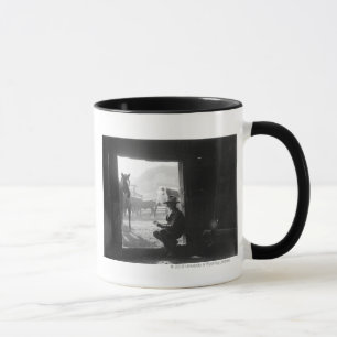 Cowboy in einer Tür mit Pferden Tasse