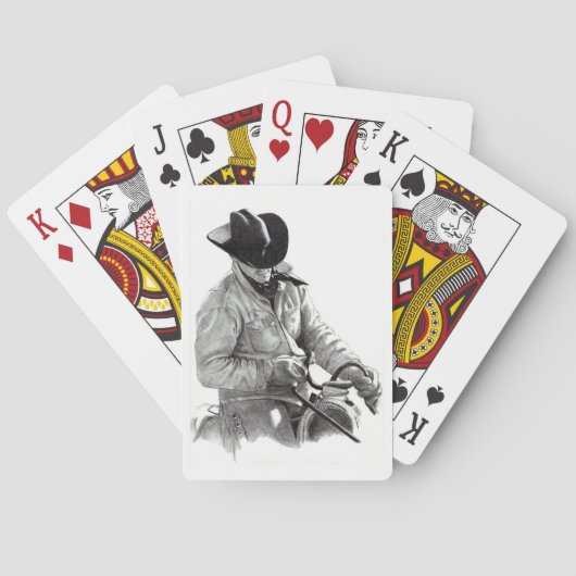 Cowboy in Saddle: Realismus Stift Zeichnend, Kunst Spielkarten (Rückseite)