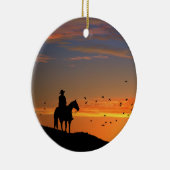 Cowboy in Sunset Keramik Ornament (Rechts)