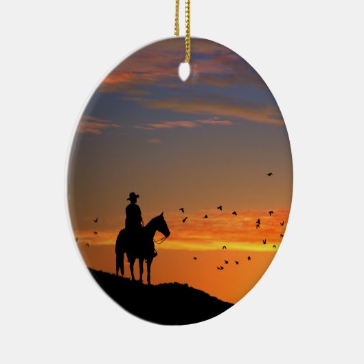 Cowboy in Sunset Keramik Ornament (Rechts)