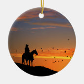 Cowboy in Sunset Keramik Ornament (Vorne)