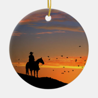 Cowboy in Sunset Keramik Ornament