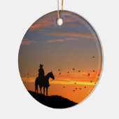 Cowboy in Sunset Keramik Ornament (Links)