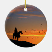 Cowboy in Sunset Keramik Ornament (Hinten)