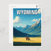 Cowboy in Wyoming Travel Postkarte (Vorne/Hinten)