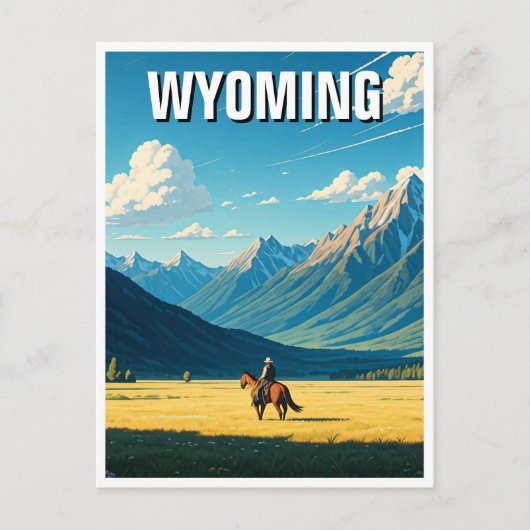 Cowboy in Wyoming Travel Postkarte (Vorderseite)