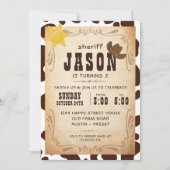 Cowboy Invitation for Birthday Party Sheriff West Einladung (Vorderseite)