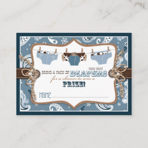 Cowboy Jeans and Chaps Diaper Raffle Ticket Begleitkarte