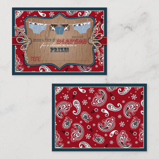 Cowboy Jeans and Chaps Diaper Raffle Ticket Begleitkarte (Vorne/Hinten)