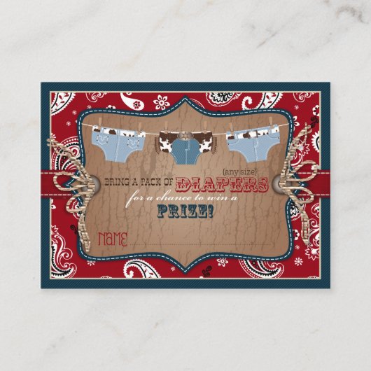 Cowboy Jeans and Chaps Diaper Raffle Ticket Begleitkarte (Vorderseite)