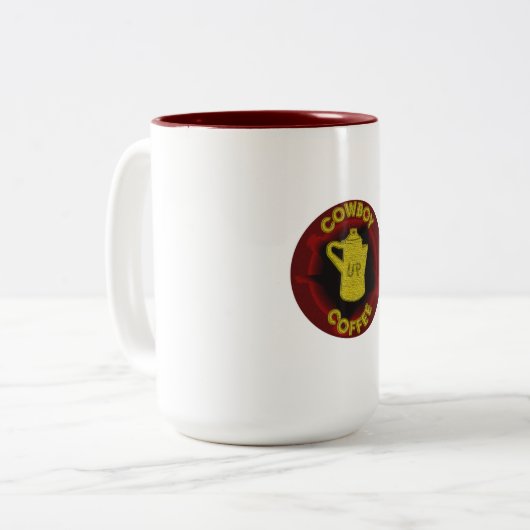 Cowboy-Kaffee oben Zweifarbige Tasse (Vorderseite Links)