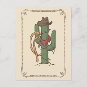 Cowboy-Kaktus-Illustration Postkarte