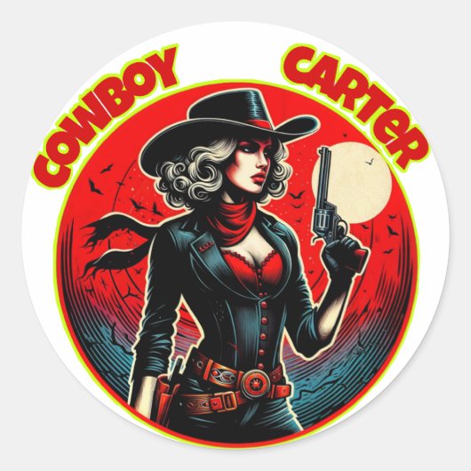 Cowboy-Karre Runder Aufkleber (Vorderseite)
