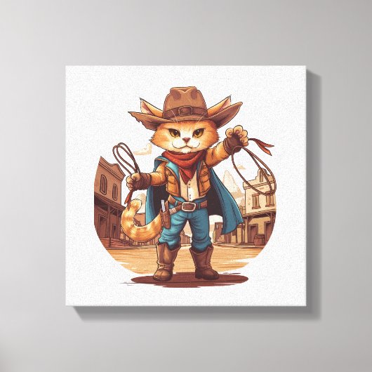 Cowboy-Katze Leinwanddruck (Vorderseite)