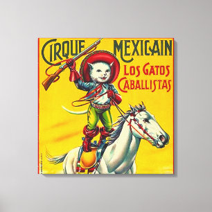 Cowboy Katze Mexikanischer Zirkus Vintage Poster K Leinwanddruck