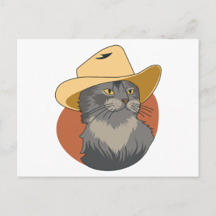 Cowboy Katze Postkarte