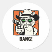 Cowboy-Katze  Runder Aufkleber (Vorderseite)