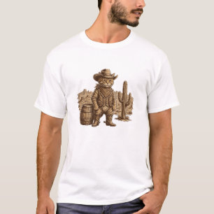 Cowboy-Katze Sheriff Lustiger Western-Katze T-Shirt