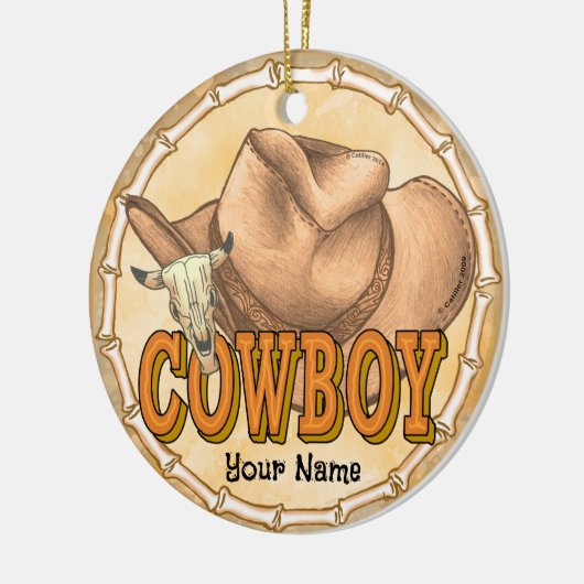 Cowboy Keramik Ornament (Links)