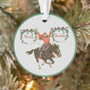 Cowboy kid auf Pferd mit Ropes Weihnachtsdesign Ornament