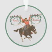 Cowboy kid auf Pferd mit Ropes Weihnachtsdesign Ornament (Rückseite)