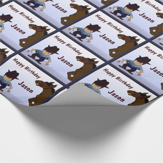 Cowboy Kid Birthday Wrapping Papper Geschenkpapier (Ecke)