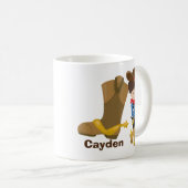 Cowboy Kids Custom Boys Monogram Wild West Rodeo Kaffeetasse (VorderseiteRechts)