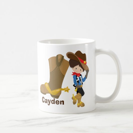 Cowboy Kids Custom Boys Monogram Wild West Rodeo Kaffeetasse (Rechts)