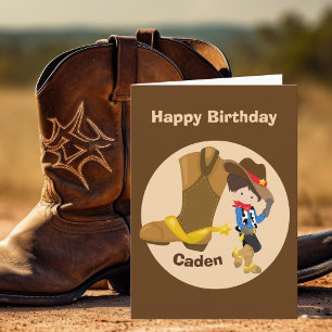 Cowboy Kids Custom Little Boys Happy Birthday Karte
