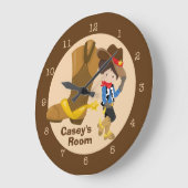 Cowboy Kids Room Große Wanduhr (Winkel)