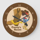 Cowboy Kids Room Große Wanduhr (Vorderseite)