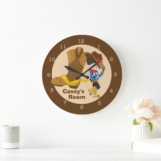 Cowboy Kids Room Große Wanduhr (Zuhause)