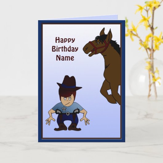 Cowboy-Kind-Geburtskarte Karte (Gelbe Blume)